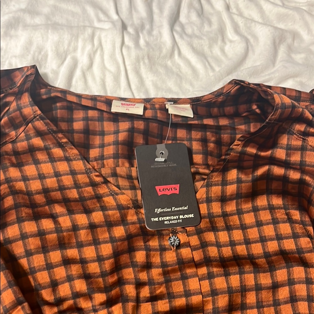 Levi's Orange and Black Plaid Casual Shirt